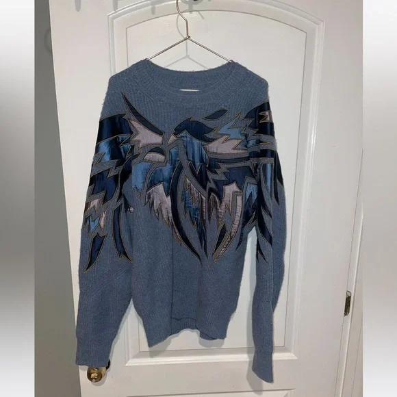 New! Zadig & Voltaire Kanson Phoenix Cashmere Blue Sweater 💙 Small ✨ Rare - Picture 7 of 13